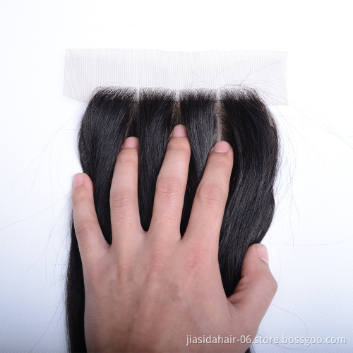 4x4 Silk Lace Base Closure Straight 100% Brazilian Human Hair Transparent Lace Closure HD Lace Closure